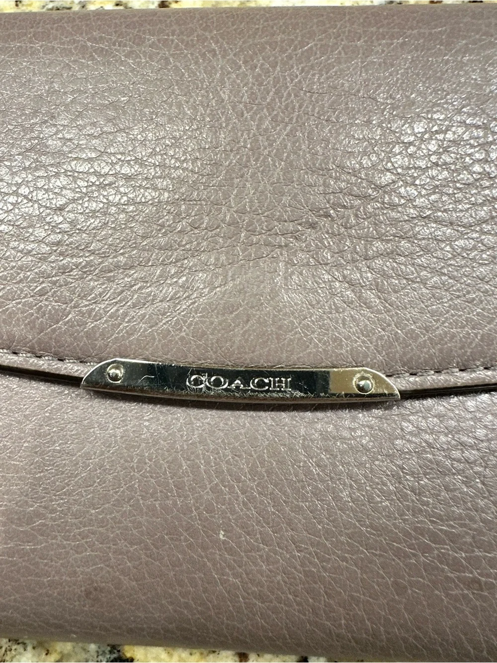 Coach Madison Plum Pebbled Leather Envelope Checkbook Wallet EUC